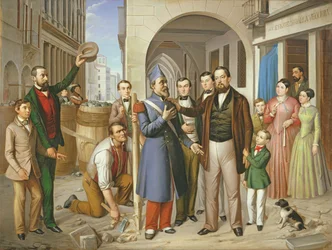 Organizando las barricadas en el Corso Palladio, 1848